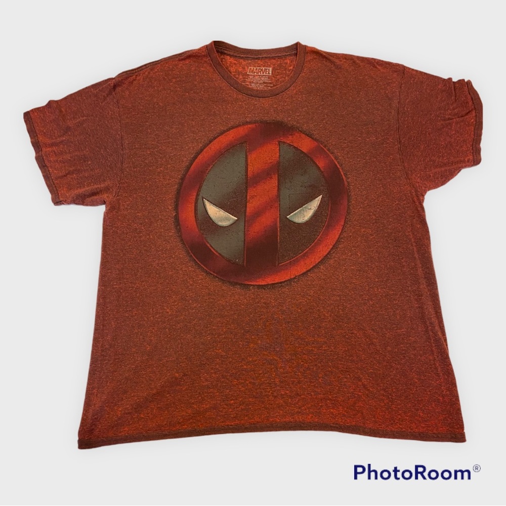 Marvel X-Men Deadpool Distressed Logo 2015 Dark T-shirt Men's Red X-Large - Picture 1 of 3